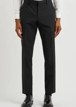 Slim-leg stretch-wool trousers