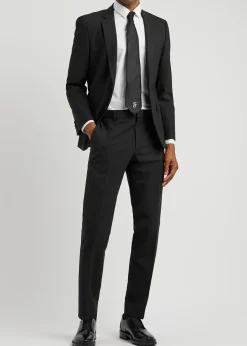 Slim-leg stretch-wool trousers