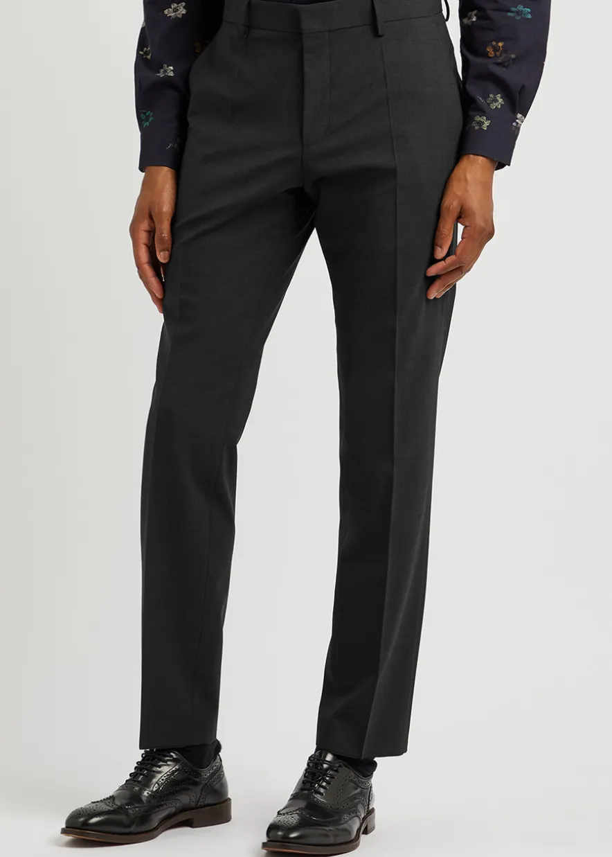 Slim-leg stretch-wool trousers