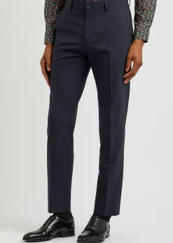 Slim-leg stretch-wool trousers