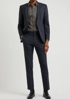 Slim-leg stretch-wool trousers