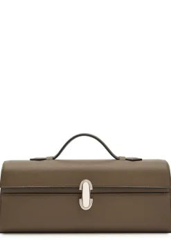 Slim Symmetry grained leather pochette