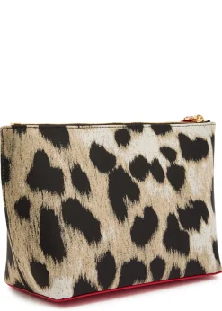 Small leopard-jacquard woven pouch