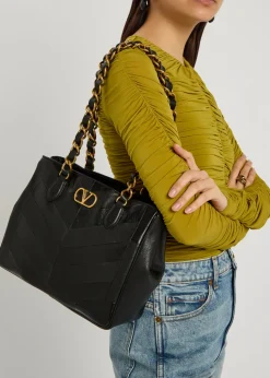 Small panelled leather tote bag