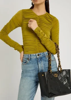 Small panelled leather tote bag