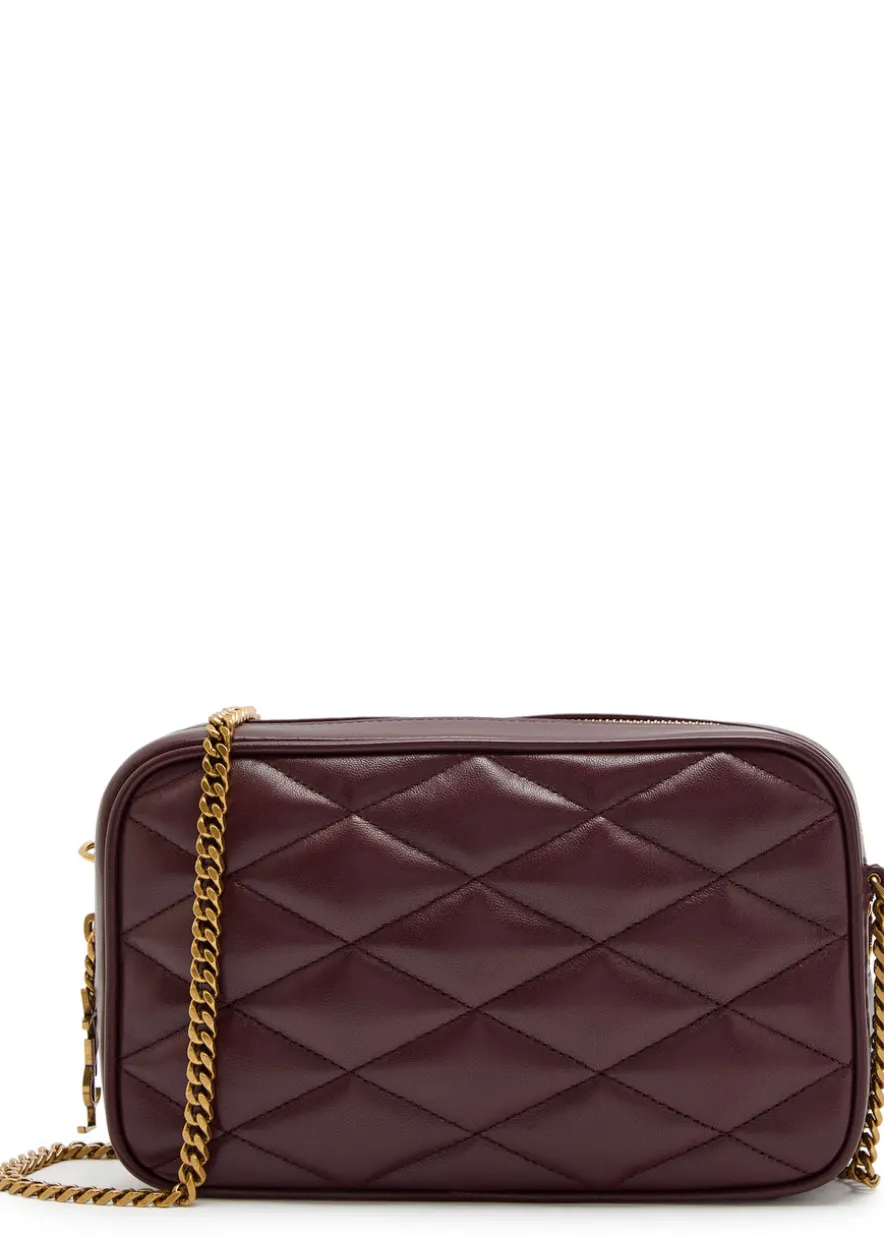 Small quilted leather camera bag