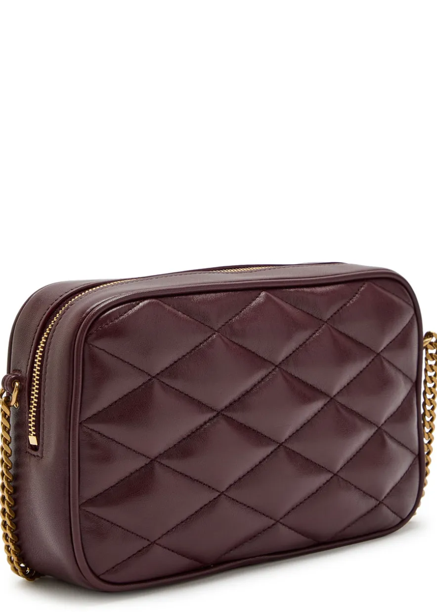 Small quilted leather camera bag