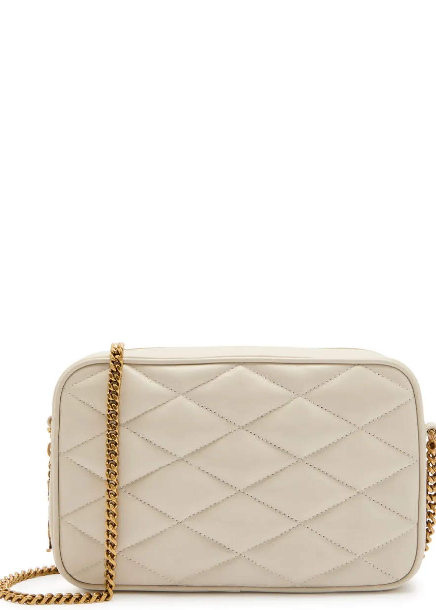Small quilted leather camera bag