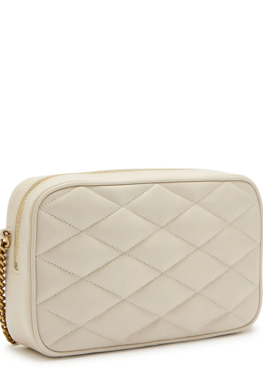 Small quilted leather camera bag