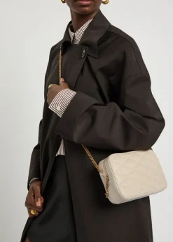 Small quilted leather camera bag