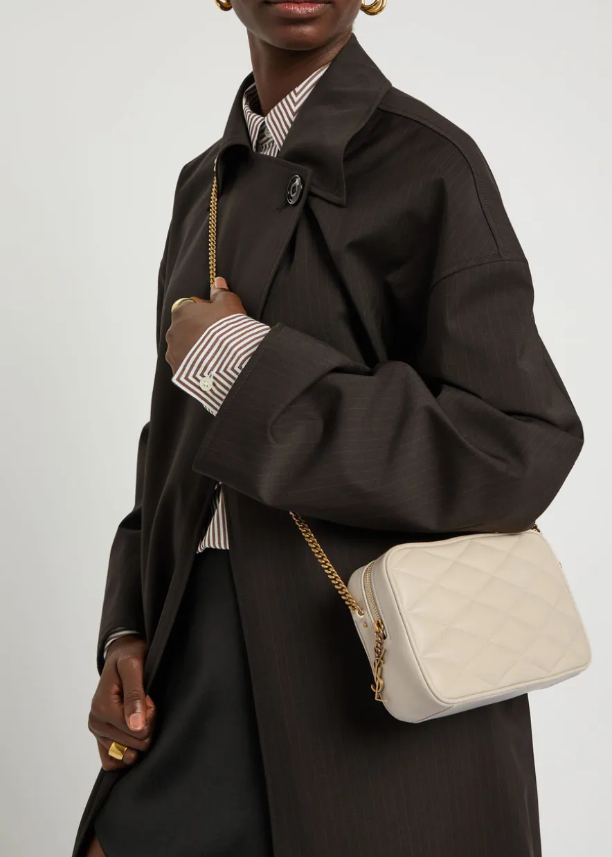 Small quilted leather camera bag