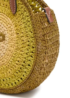 Small round bow raffia tote bag