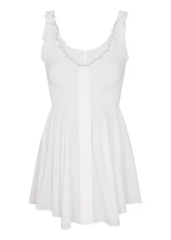 Smocked poplin mini dress