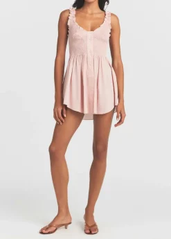 Smocked poplin mini dress