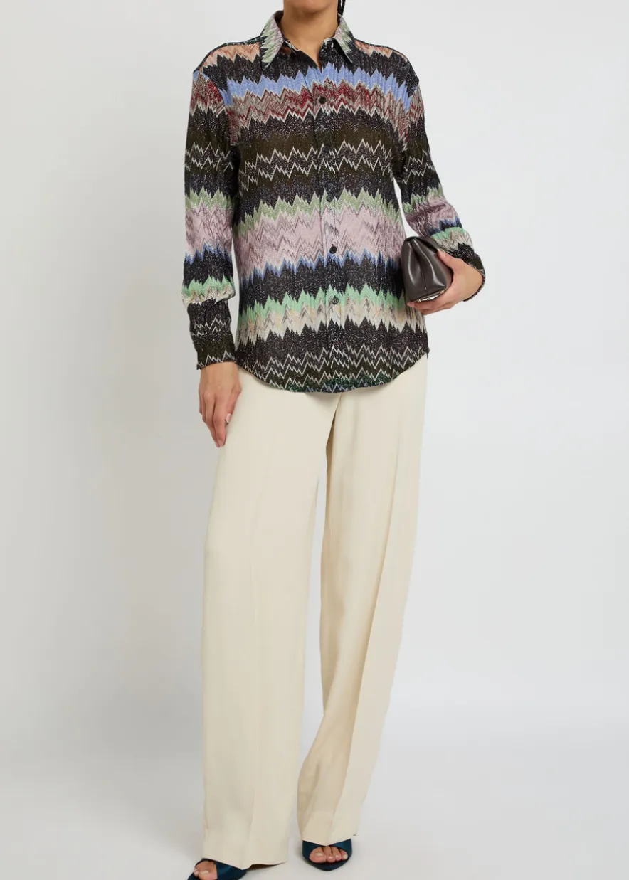 Snake-pattern metallic-knit shirt