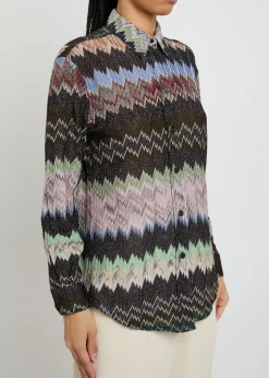 Snake-pattern metallic-knit shirt