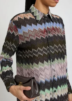 Snake-pattern metallic-knit shirt