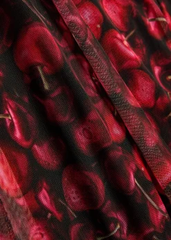 Soho cherry-print mesh midi dress