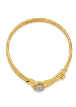 Solanales pavé 14kt gold-plated choker