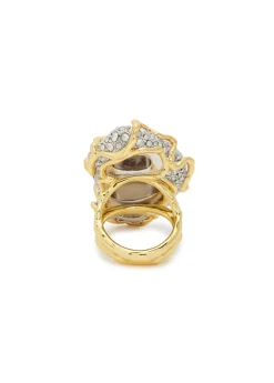Solanales pavé 14kt gold-plated ring