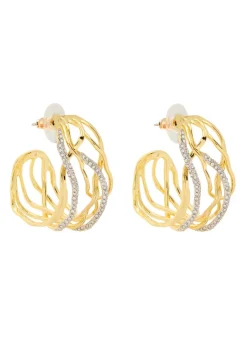 Solanales two-tone 14kt gold-plated hoop earrings
