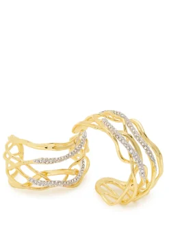 Solanales two-tone 14kt gold-plated hoop earrings