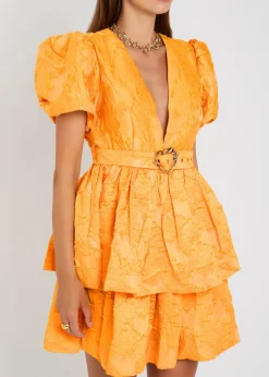Sol belted floral-jacquard cloqué mini dress