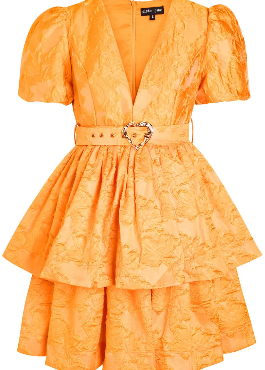 Sol belted floral-jacquard cloqué mini dress