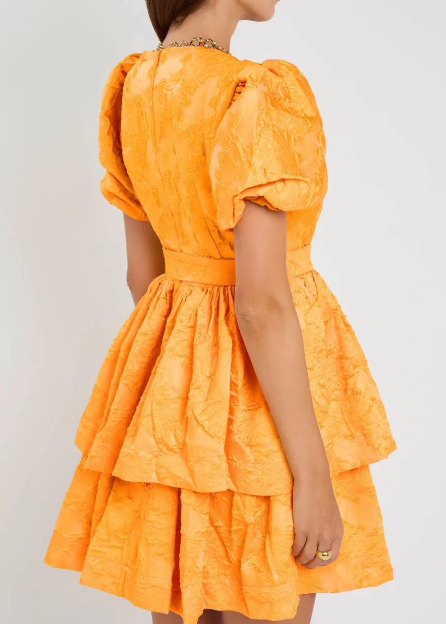 Sol belted floral-jacquard cloqué mini dress