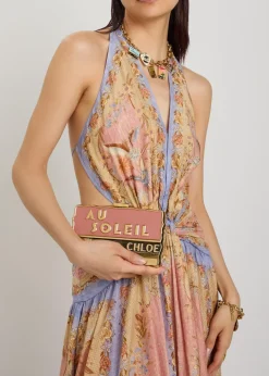 Soleil Minaudière postcard brass clutch