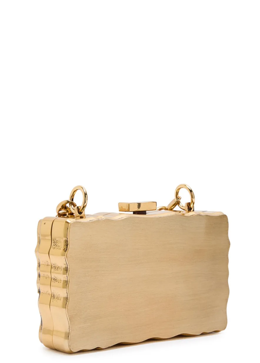 Soleil Minaudière postcard brass clutch
