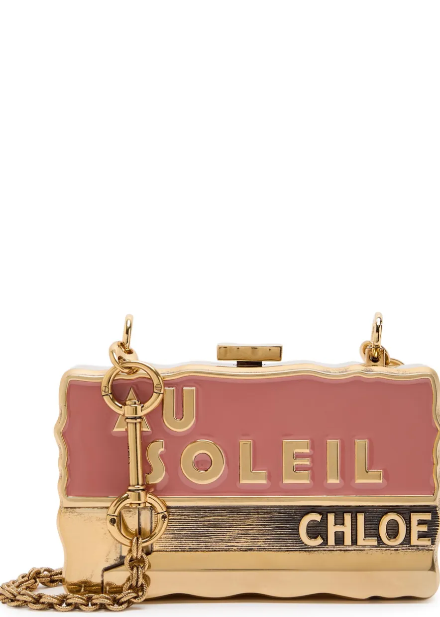 Soleil Minaudière postcard brass clutch