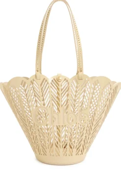 Soleil patent leather basket bag