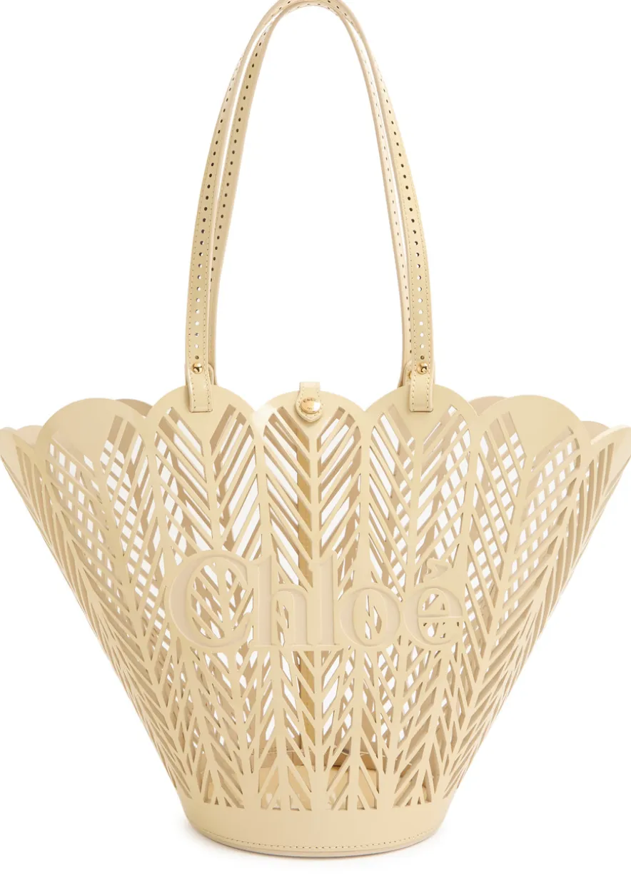 Soleil patent leather basket bag