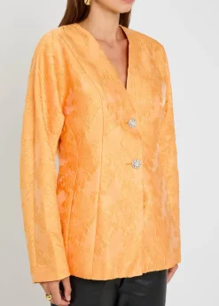 Sol floral-jacquard cloqué blazer