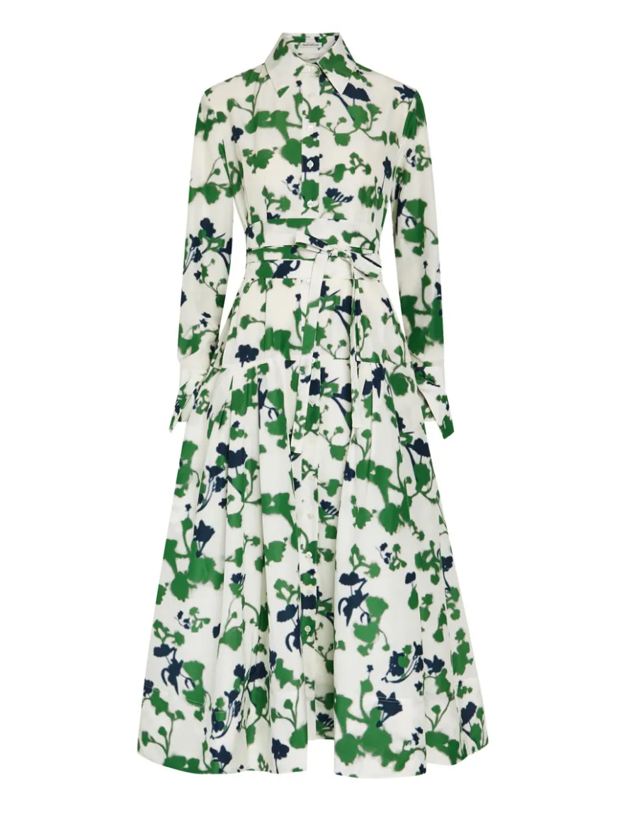 Sono printed cotton and silk-blend midi shirt dress