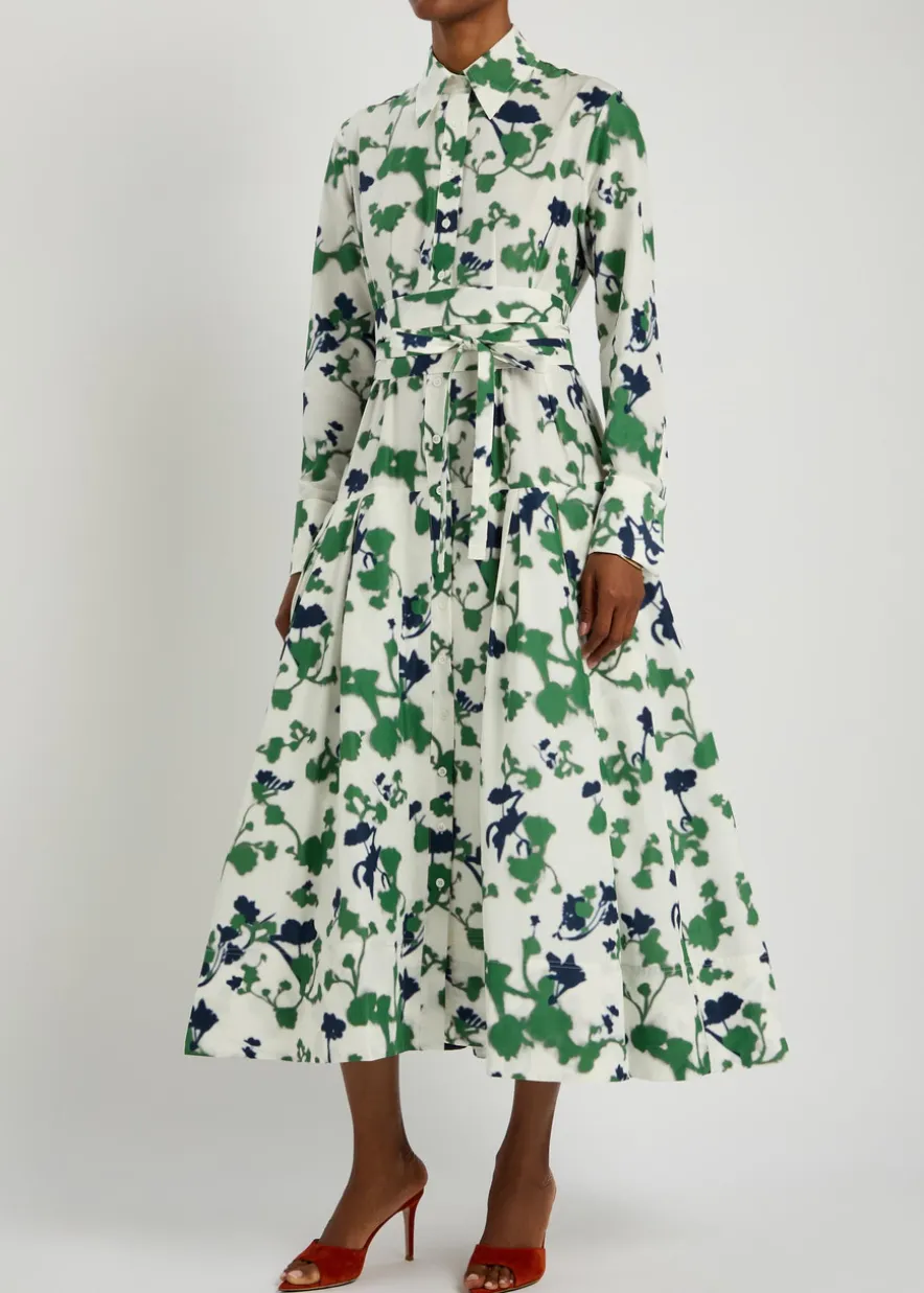 Sono printed cotton and silk-blend midi shirt dress