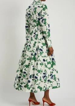 Sono printed cotton and silk-blend midi shirt dress