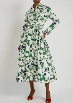 Sono printed cotton and silk-blend midi shirt dress