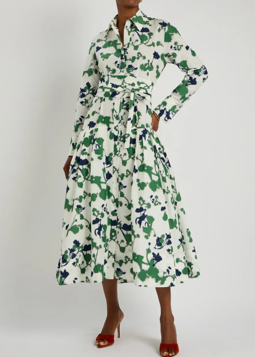 Sono printed cotton and silk-blend midi shirt dress