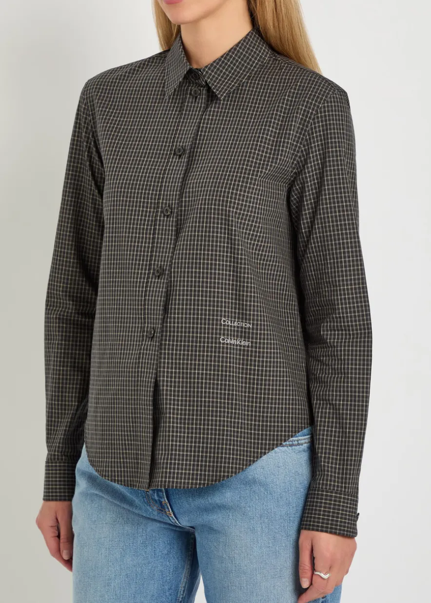 Sophie checked cotton-poplin shirt