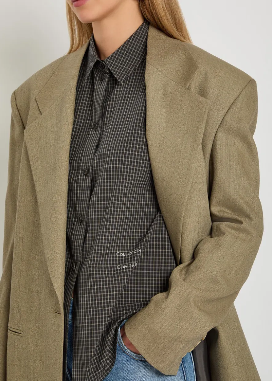 Sophie checked cotton-poplin shirt