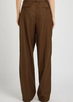 Soprano pleated straight-leg woven trousers