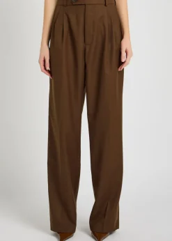 Soprano pleated straight-leg woven trousers