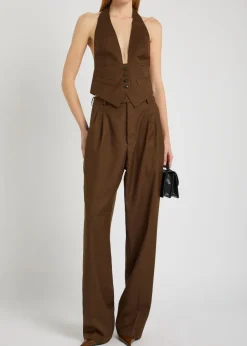 Soprano pleated straight-leg woven trousers