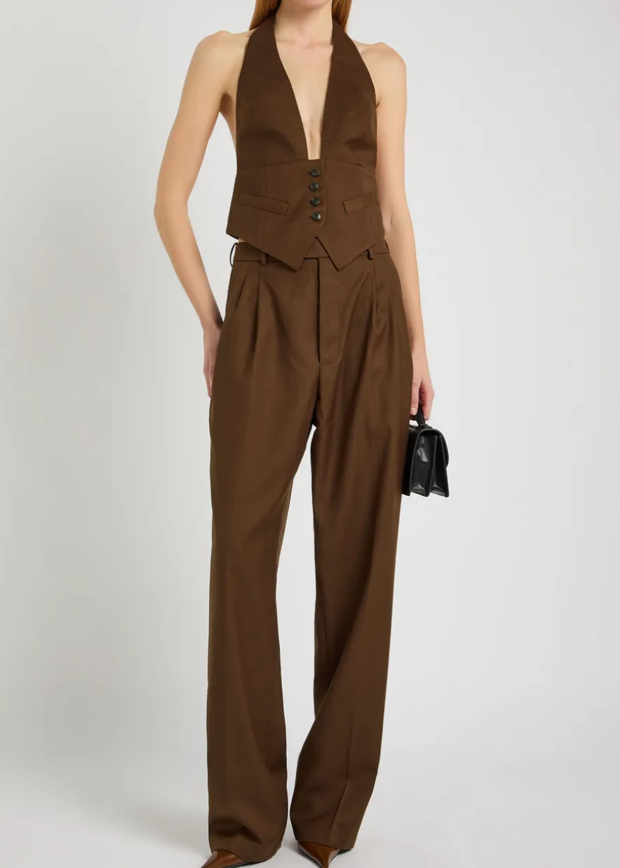 Soprano pleated straight-leg woven trousers