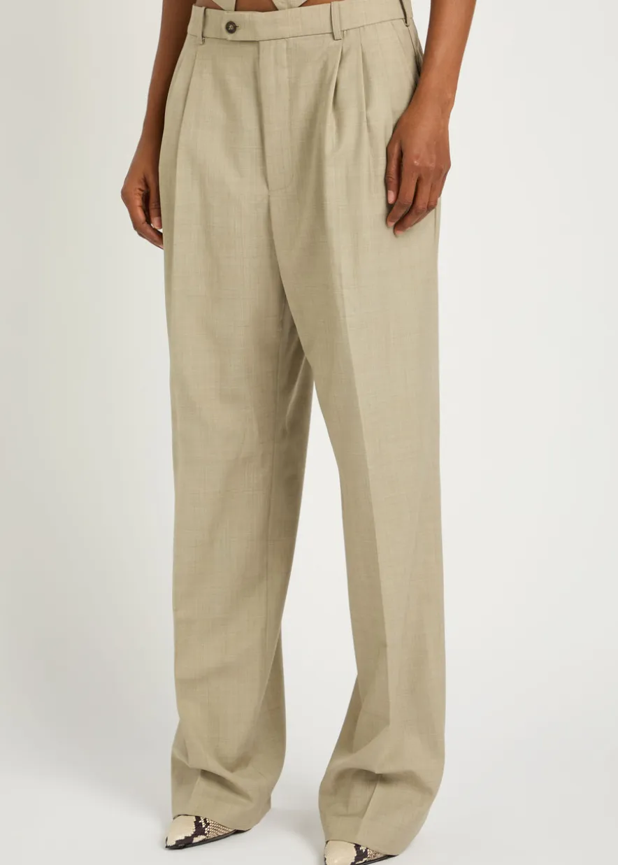 Soprano pleated straight-leg woven trousers