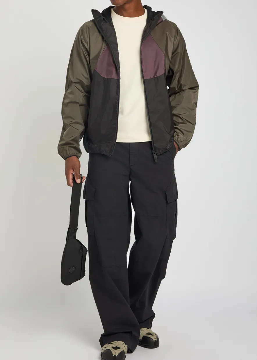 Sormiou packable hooded nylon windbreaker jacket