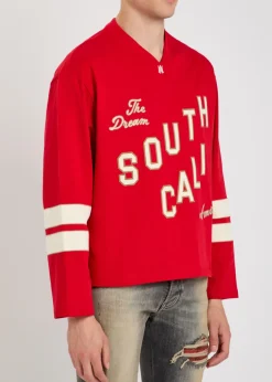 South Cali appliquéd cotton football T-shirt