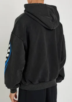 7 Speed printed hooded cotton sweatshirt